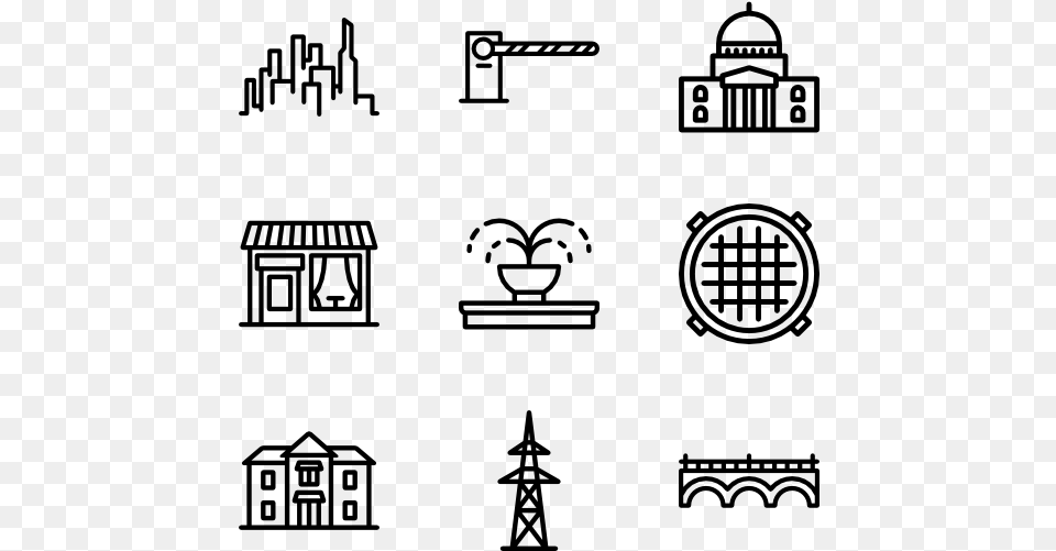 Town Icons, Gray Free Png Download