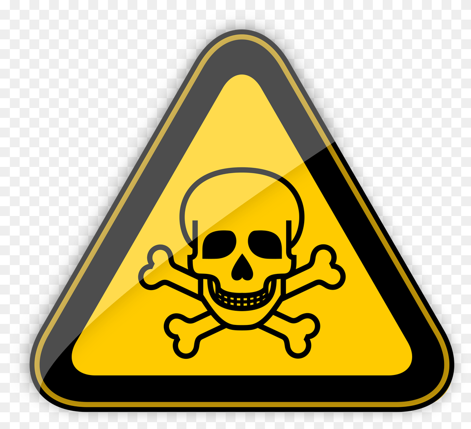 Toxic Warning Sign Clipart, Symbol, Triangle, Road Sign, Face Png Image