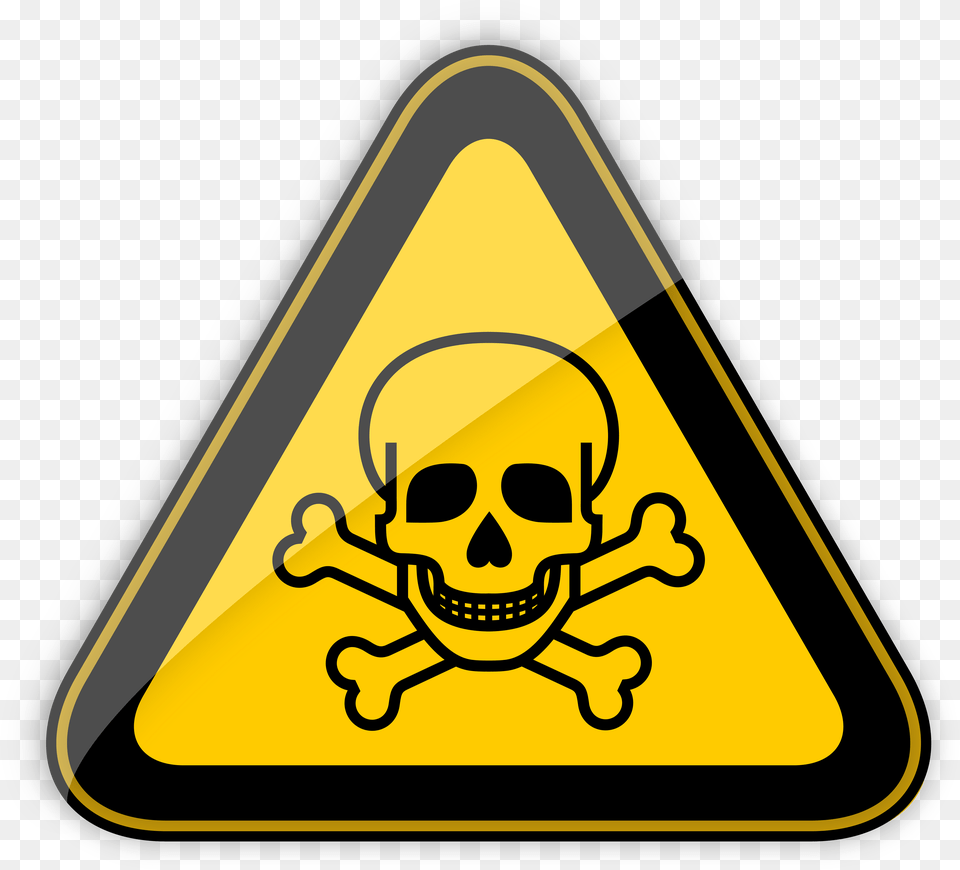 Toxic Warning Sign Clipart Toxic Warning Label, Symbol, Triangle, Road Sign, Face Free Transparent Png