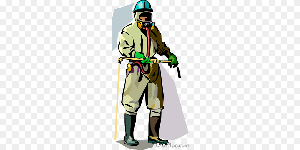 Toxic Waste Suit Royalty Vector Clip Art Illustration, Adult, Clothing, Hardhat, Helmet Free Png