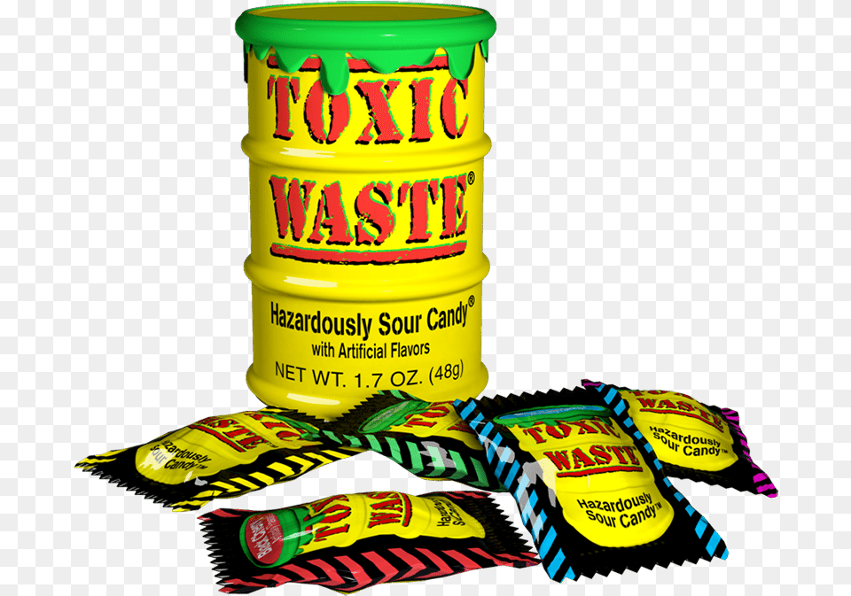 Toxic Waste Yellow Drum Extreme Sour Candy Sour Candies In Usa, Can, Tin, Gum, Food Png Image