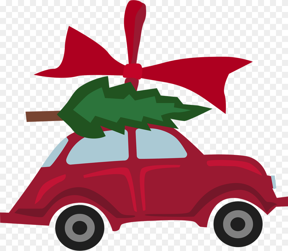 Toy Car With Christmas Tree Clipart, Potted Plant, Leaf, Plant, Tool Free Png Download