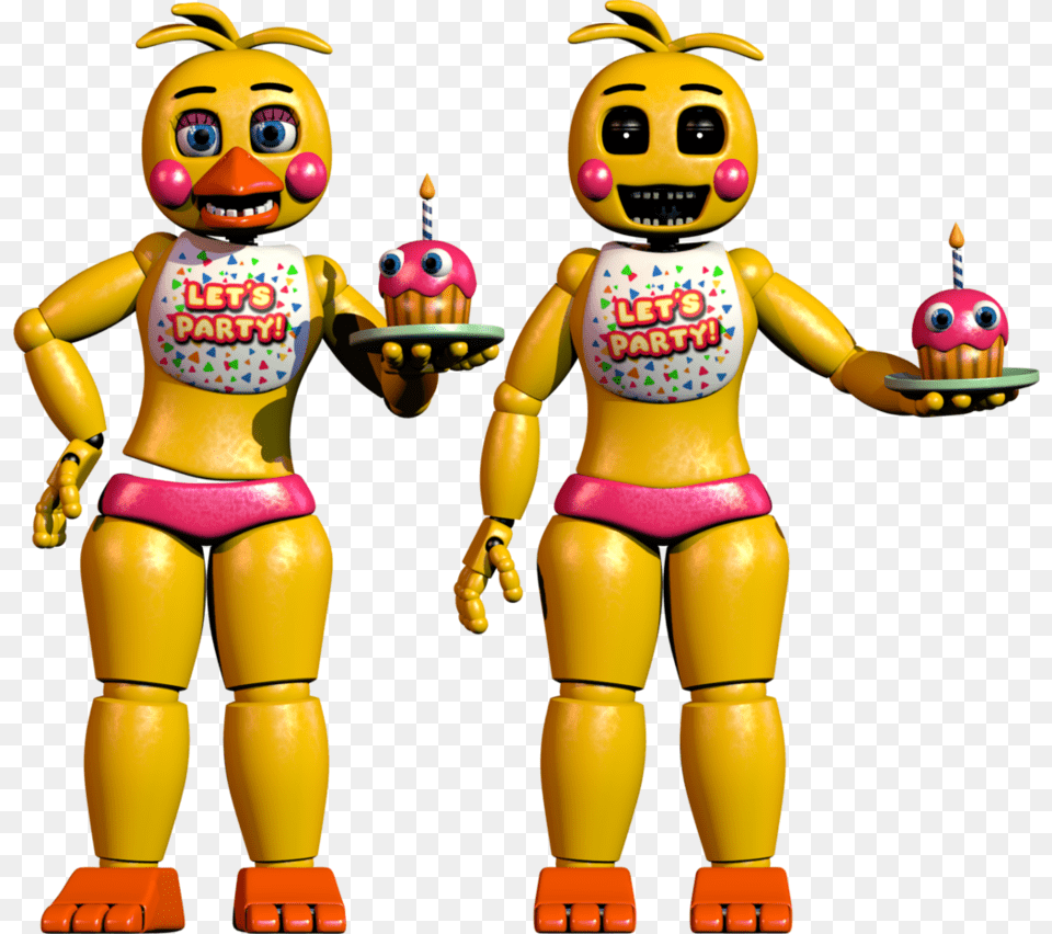 Toy Chica With And Without Beak Fnaf 2 Toy Chica Full Body, Robot, Baby, Person, Face Png Image