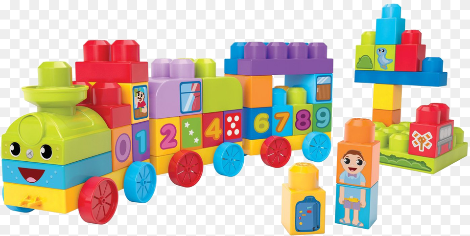 Toy Mega Train 123 Block Learning Brands Clipart Mega Blocks Train Set, Machine, Wheel, Plastic, Person Free Png