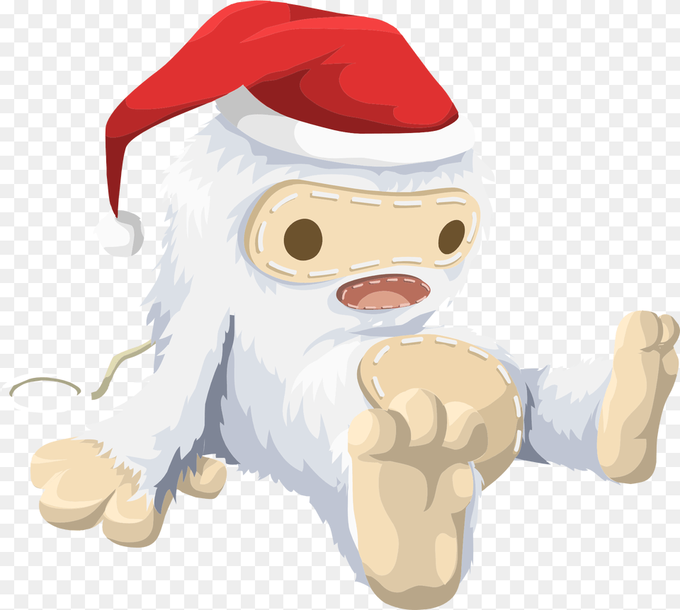 Toy Monster In The Christmas Hat Free Yeti, Elf, Baby, Person, Plush Png Image