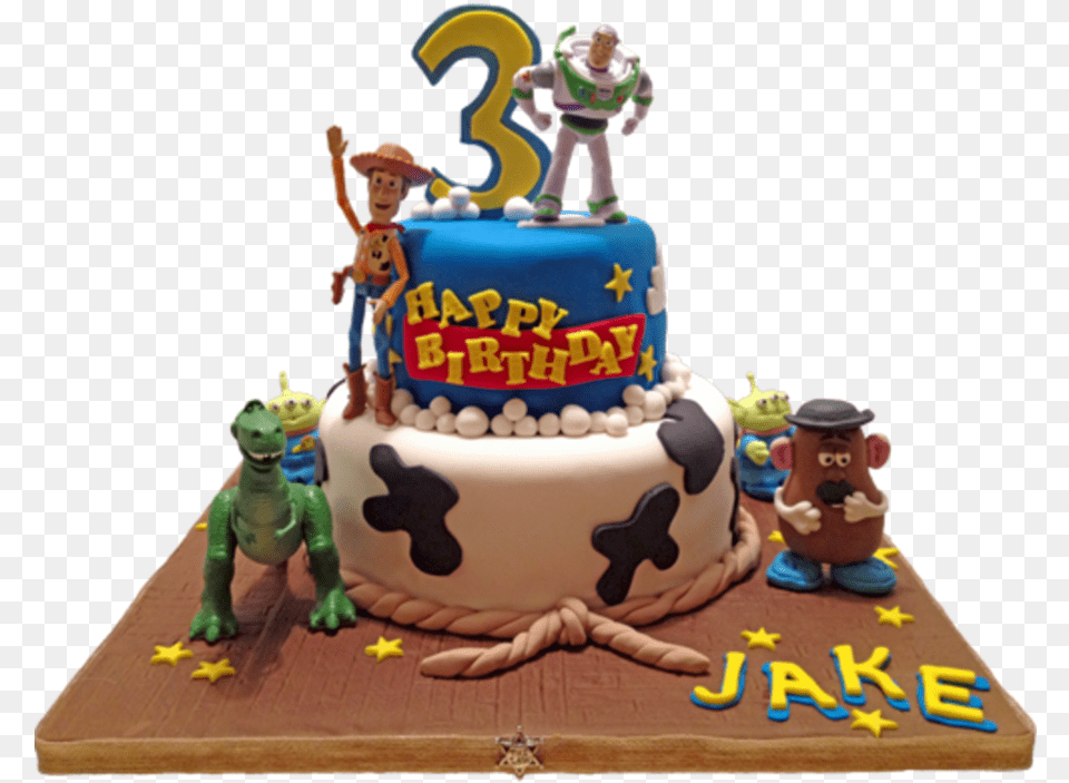 Toy Story Cake With All Characters, Birthday Cake, Cream, Dessert, Food Png Image