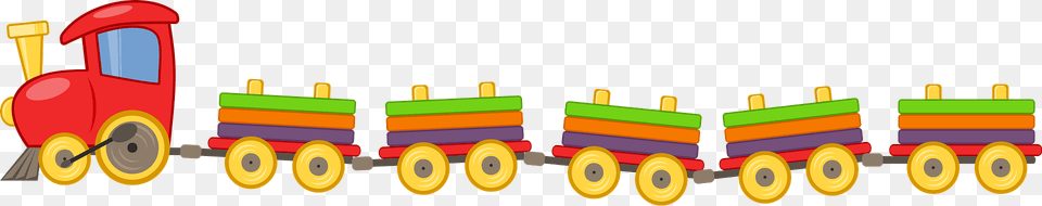Toy Train Engine And Five Traincars Clipart, Machine, Wheel, Railway, Transportation Free Png Download