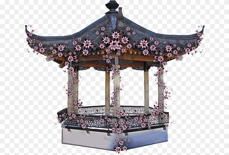 Tp Blossomdeco 01a Tp Bridge 02 Tp Butterfly Gazebo, Outdoors, Architecture, Flower, Plant Free Png