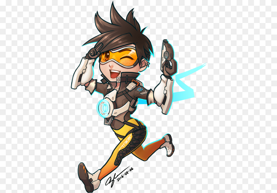 Tracer Overwatch Chibi, Book, Comics, Publication, Person Free Transparent Png