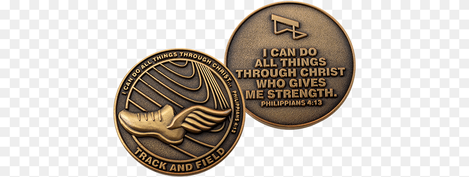 Track Team Antique Gold Plated Sports Coin Philippians 413 Marco Zero Square, Bronze, Accessories, Jewelry, Locket Free Transparent Png