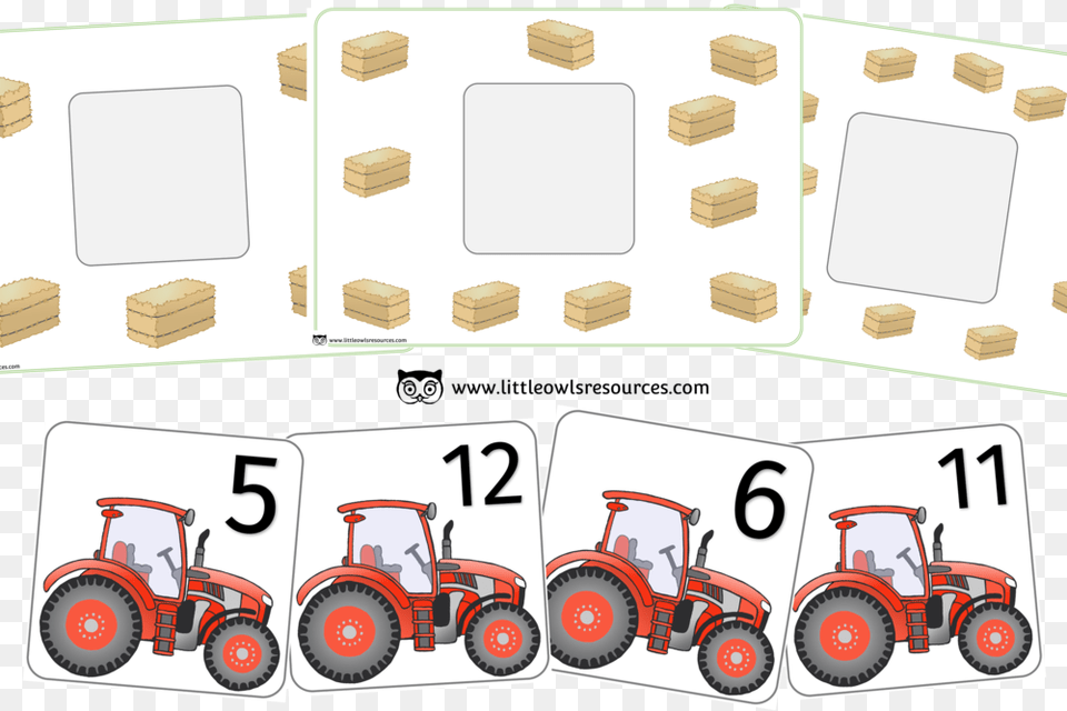 Tractor And Hay Number Match Tractor, Transportation, Vehicle, Text, Lawn Free Png Download