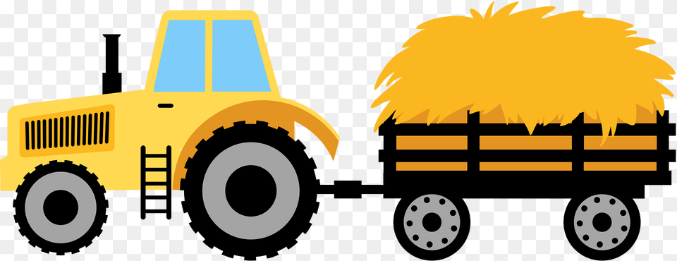 Tractor And Hay Wagon Clipart, Bulldozer, Machine, Wheel, Transportation Free Transparent Png