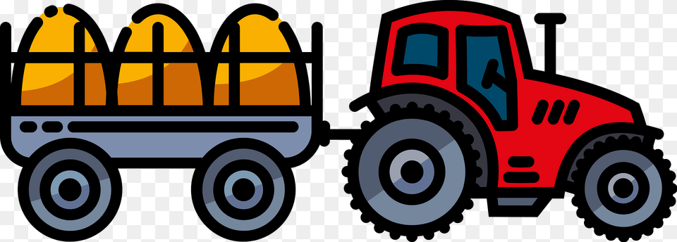 Tractor And Hay Wagon Clipart, Bulldozer, Machine, Wheel, Transportation Free Png