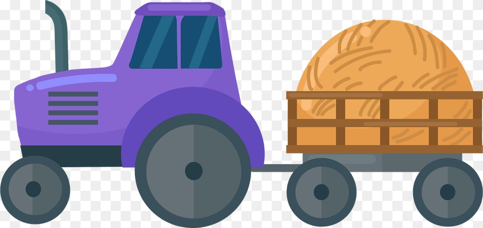 Tractor And Hay Wagon Clipart, Transportation, Vehicle, Machine, Wheel Png Image