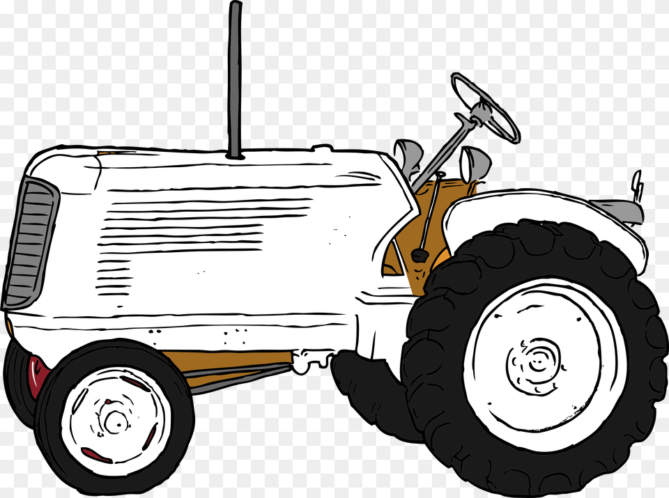 Tractor Clip Art Clipart Farm Tractor Images Black And White, Vehicle, Transportation, Wheel, Machine Png Image