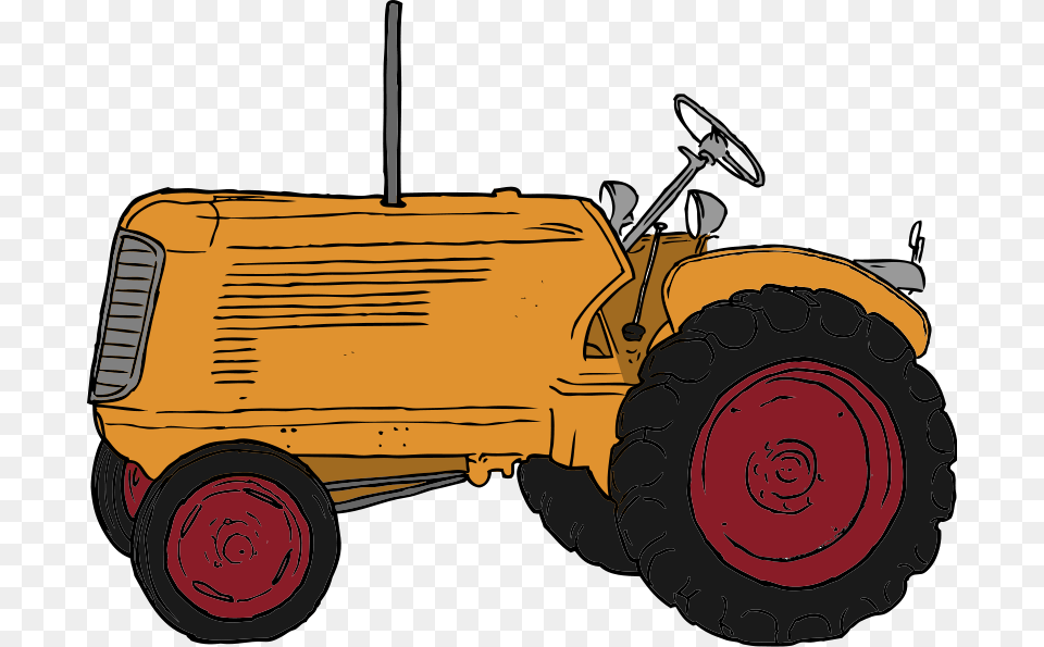 Tractor Clipart Orange Tractor, Transportation, Vehicle, Car, Machine Png Image