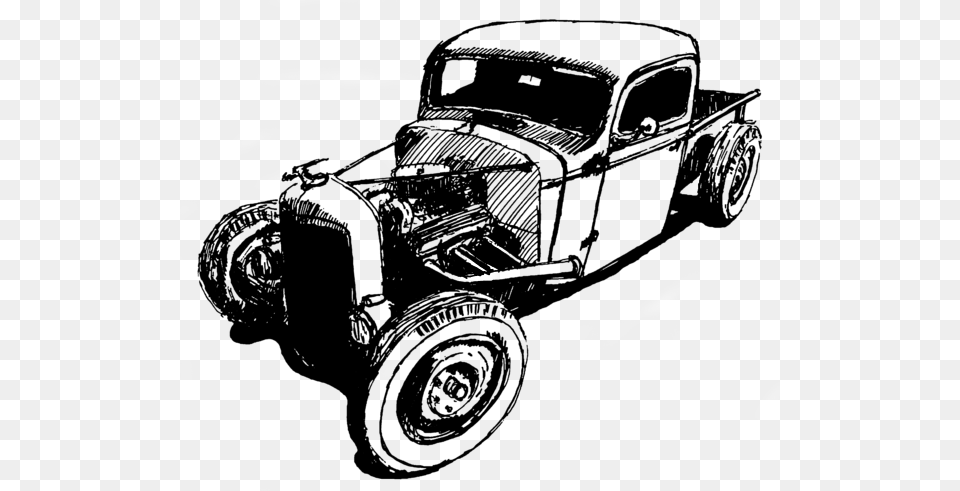 Tractor Drawing Hot Rod Transparent Hot Rod, Stencil, Antique Car, Car, Model T Png Image