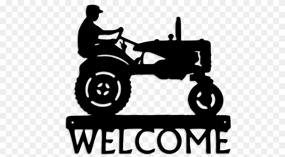 Tractor Man On Farmall Ryder39s Welding Silhouette Tractor, Grass, Plant, Wheel, Machine Png Image