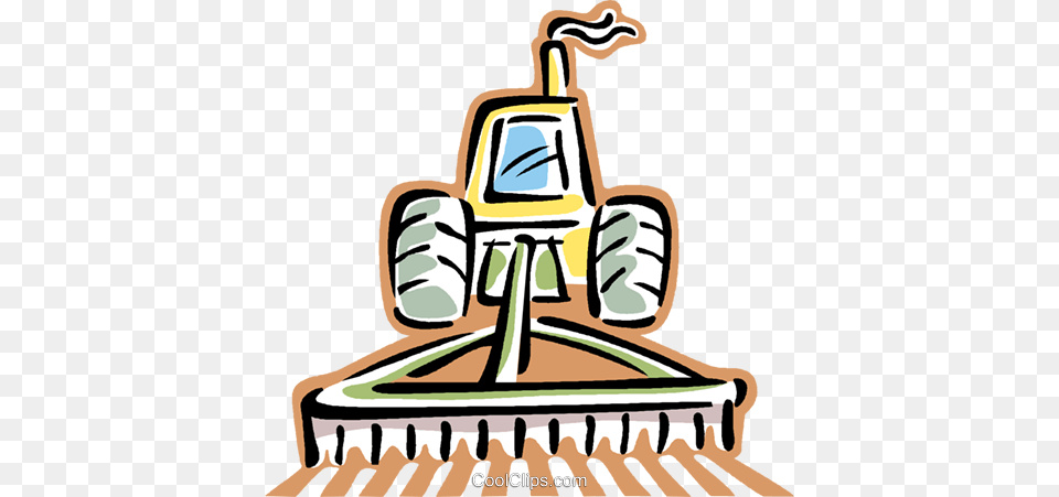 Tractor Plowing A Field Royalty Vector Clip Art Illustration, Bulldozer, Machine Png