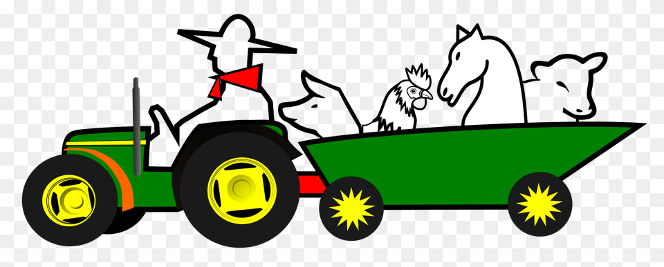 Tractor Trailer Clip Art, Grass, Plant, Lawn, Animal Free Png Download