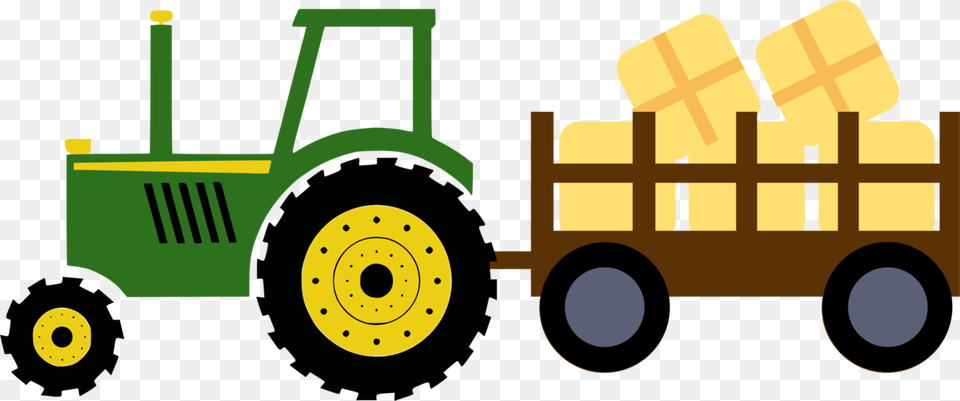 Tractor With Hay Wagon John Deere Tractor Clipart, Machine, Wheel, Bulldozer, Transportation Png Image