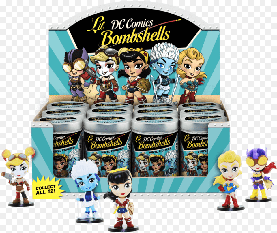 Trading Card Singles Dc Comics Bombshells Lil Bombshells Dc Bombshells Mystery Minis, Book, Publication, Baby, Person Png Image