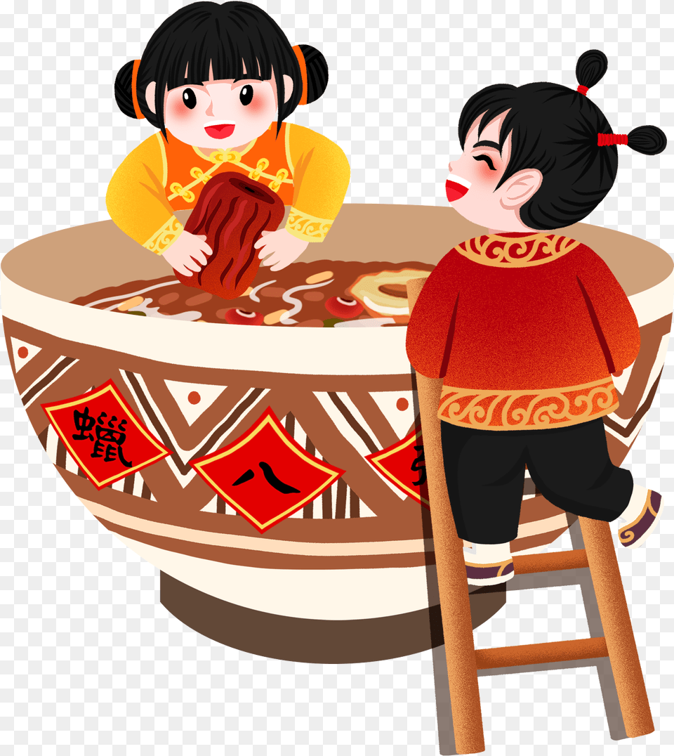 Tradition Laba Eight Treasure Porridge And Psd Cartoon, Baby, Person, Drum, Face Free Png