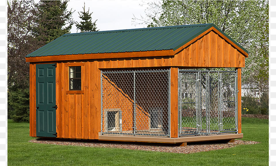 Traditional 2 Box Kennel With Stained Pine Siding Dog Kennel Shed, Den, Dog House, Indoors, Backyard Free Transparent Png