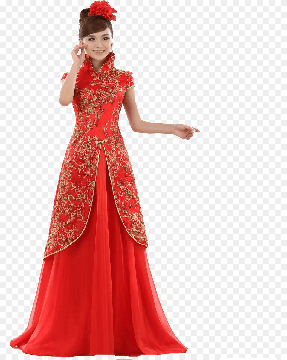 Traditional Chinese Wedding Dress, Gown, Formal Wear, Fashion, Evening Dress Png Image