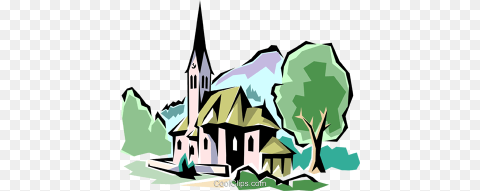 Traditional Church Royalty Vector Clip Art Illustration, Architecture, Building, Spire, Tower Free Png Download