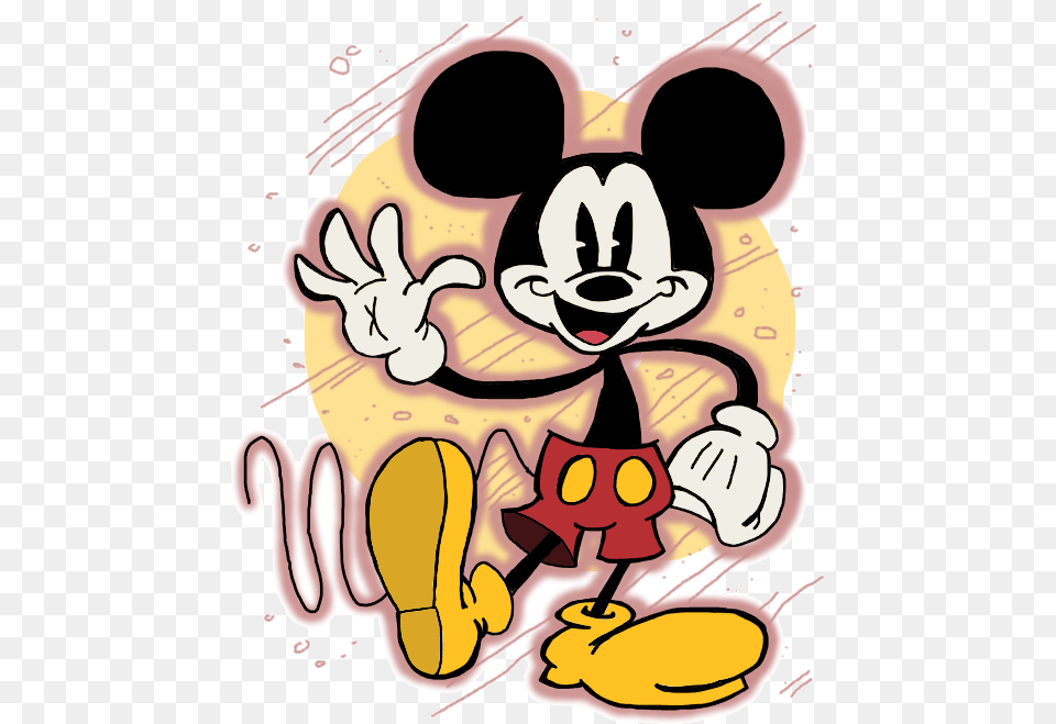Traditional Colorful Mickey Mouse Waving With His Hand Cartoon, Baby, Person, Head Png