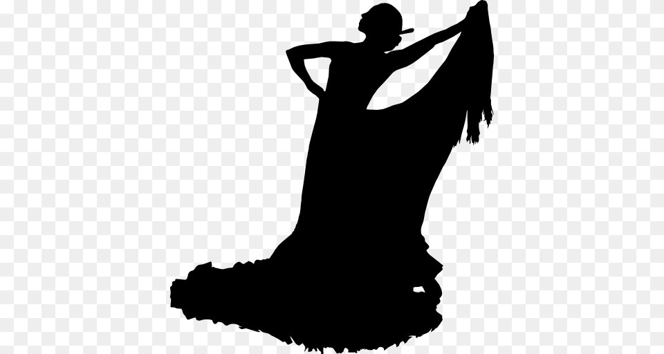 Traditional Feminine Flamenco Dancer Silhouette, Dance Pose, Dancing, Person, Leisure Activities Png Image