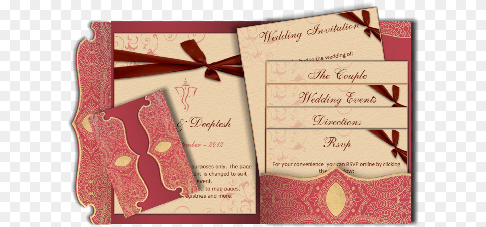 Traditional Indian Email Wedding Card Red Gold Peach Wedding Cards Images, Envelope, Greeting Card, Mail, Accessories Free Png Download
