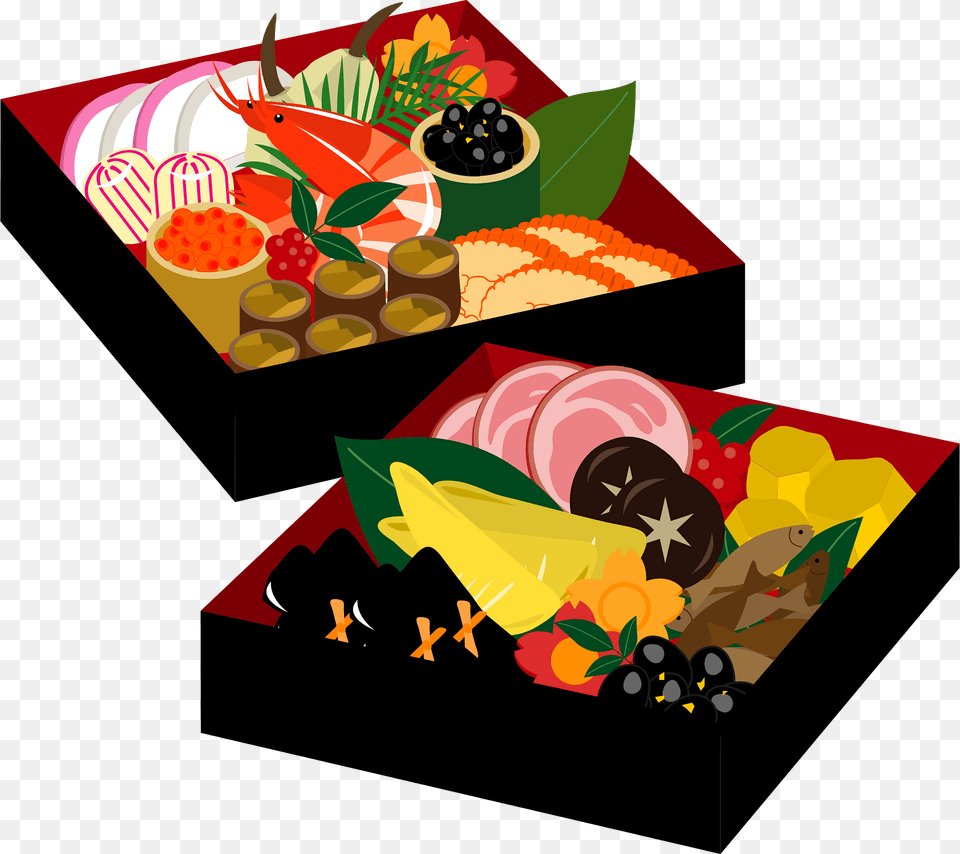 Traditional Japanese New Year Foods Clipart, Dish, Meal, Lunch, Food Free Png