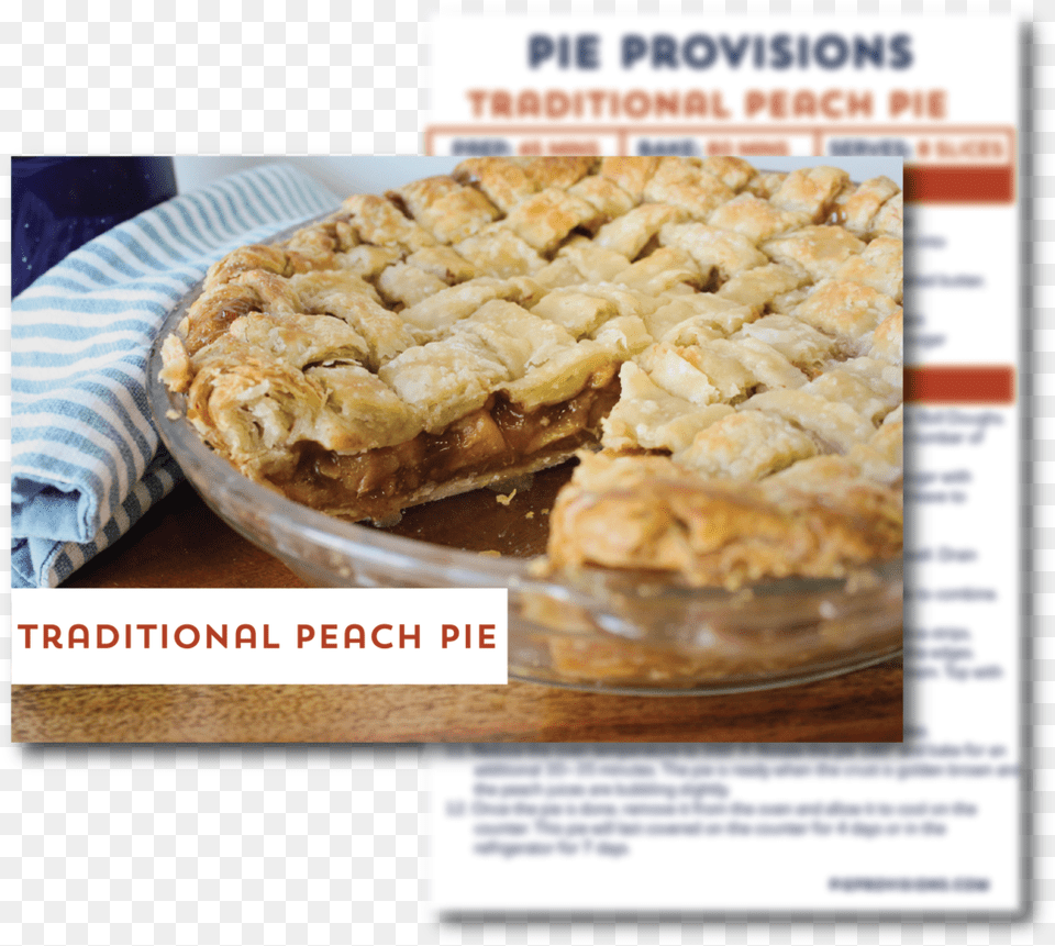 Traditional Peach Pie Recipe Card Pastry, Apple Pie, Cake, Dessert, Food Free Png