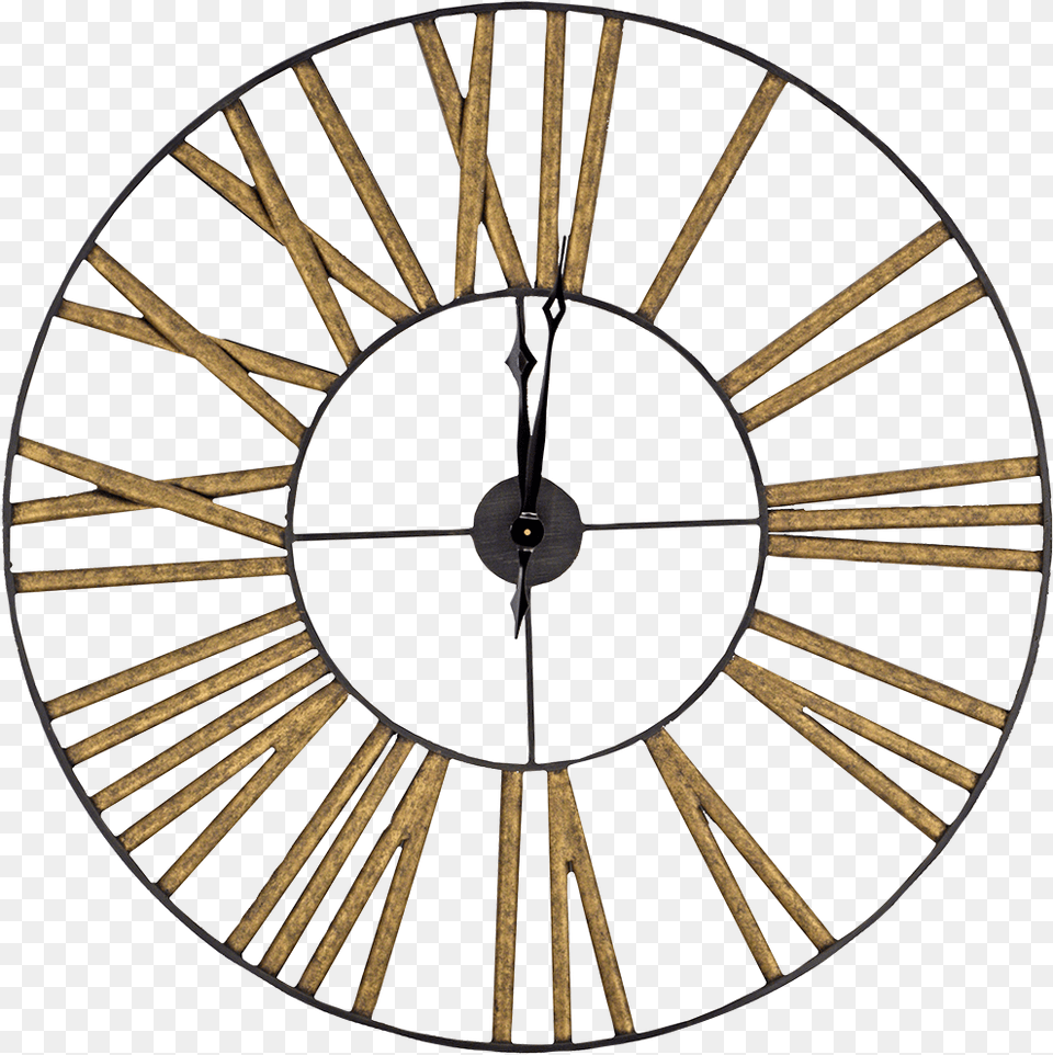 Traditional Styled Metal Clock Large Wall Clock Gold, Machine, Wheel, Analog Clock, Wall Clock Png