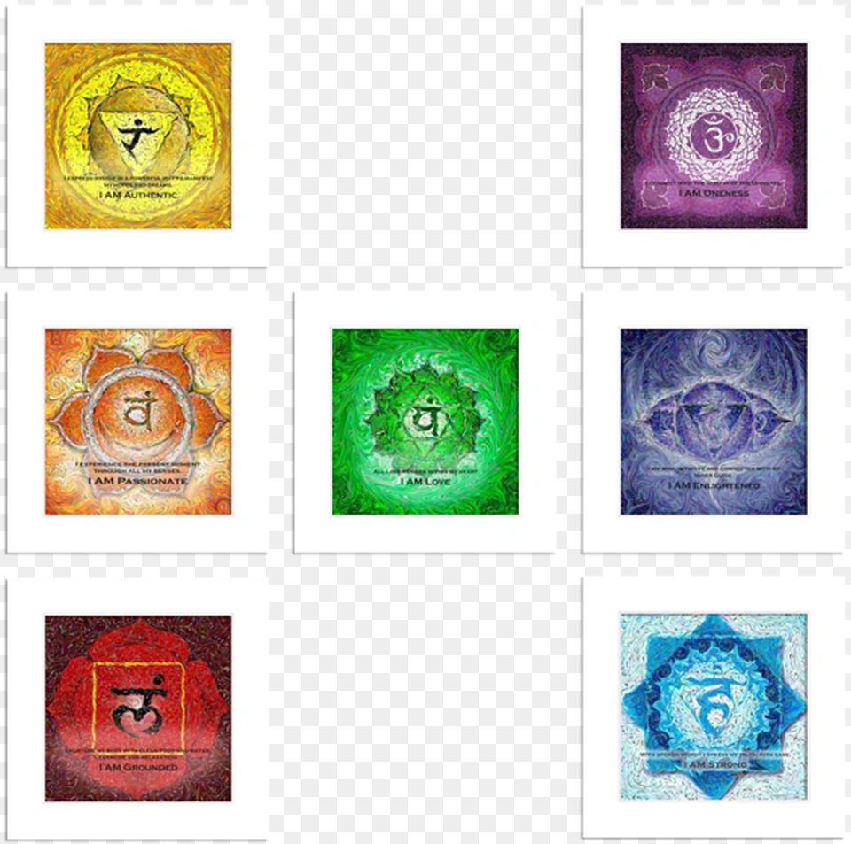 Traditional Yoga Energy Art Set Of 7 Matted Prints Circle, Collage, Adult, Wedding, Person Free Transparent Png