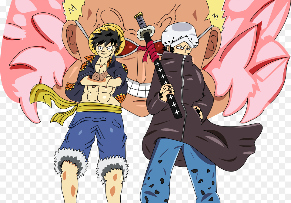 Trafalgar Law And Luffy Dual Units Cartoon, Book, Comics, Publication, Baby Free Transparent Png