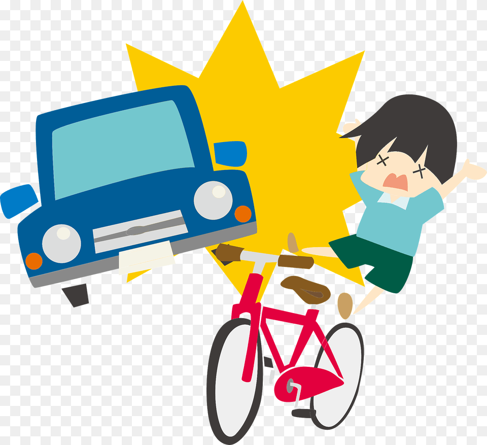 Traffic Collision Car Almost Hits A Boy On A Bike Clipart, Transportation, Tricycle, Vehicle, Bicycle Free Png