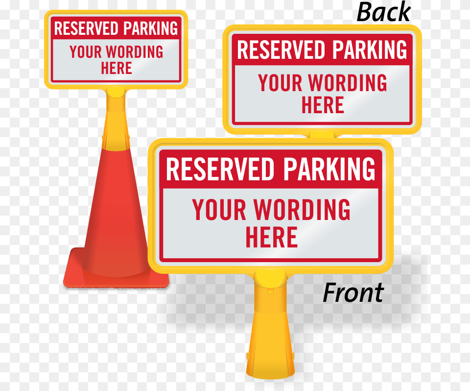 Traffic Cone With Signage Reserved Parking Space Cone, Sign, Symbol Free Png Download