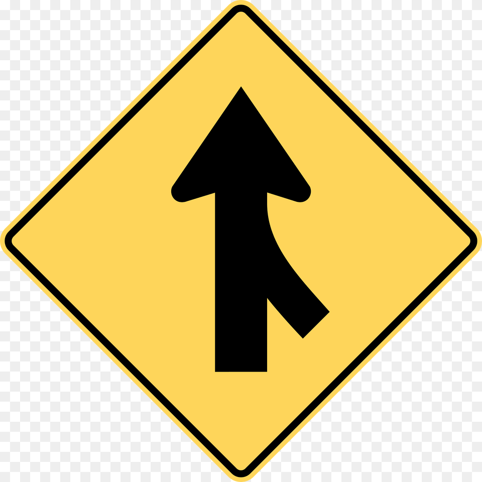 Traffic Merges Ahead Sign In British Columbia Clipart, Symbol, Road Sign Png Image