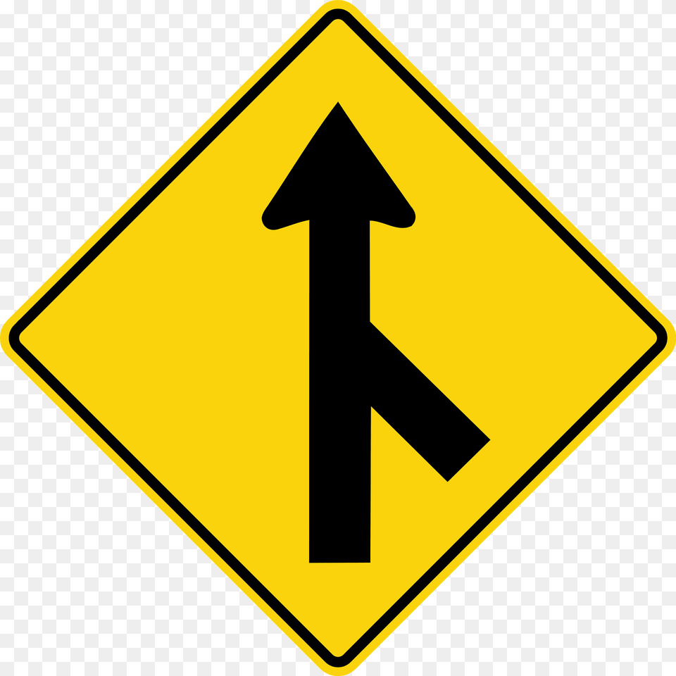 Traffic Merges Ahead Sign In Canada Clipart, Symbol, Road Sign Free Transparent Png