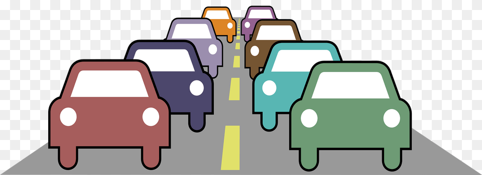 Traffic On The Open Road Clipart, City, Street, Urban, Neighborhood Free Png