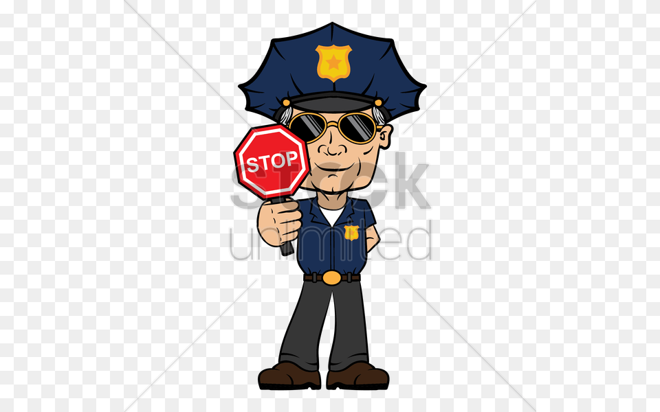 Traffic Policeman With Stop Signboard Vector Image, Person, Symbol, Sign, Face Free Png Download