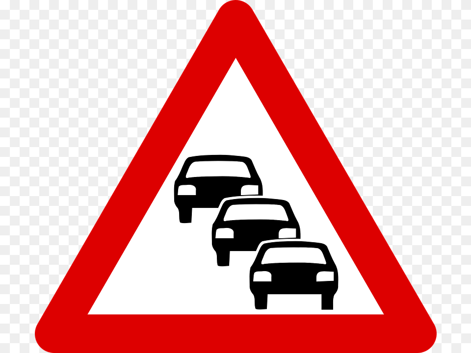 Traffic Queue Warning Road Sign, Symbol, Car, Transportation, Vehicle Free Png