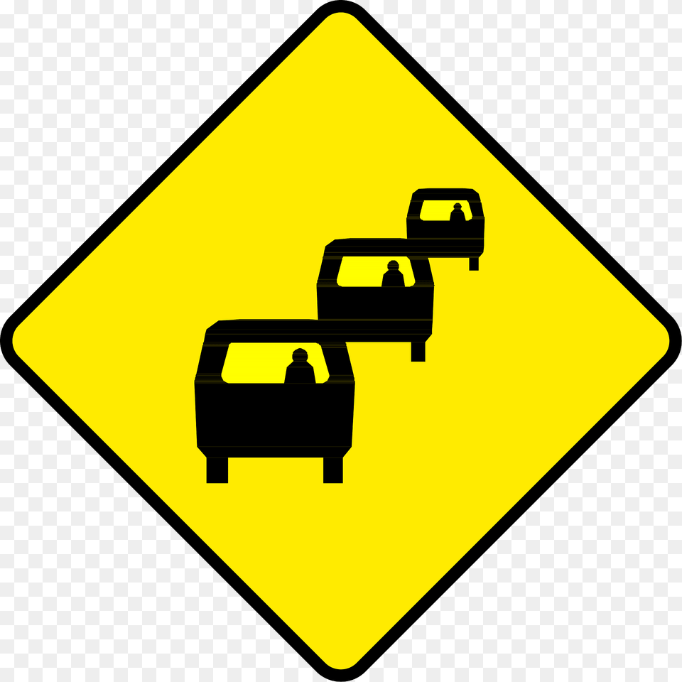 Traffic Queues Likely Ahead Sign In Ireland Clipart, Symbol, Road Sign, Person Free Transparent Png
