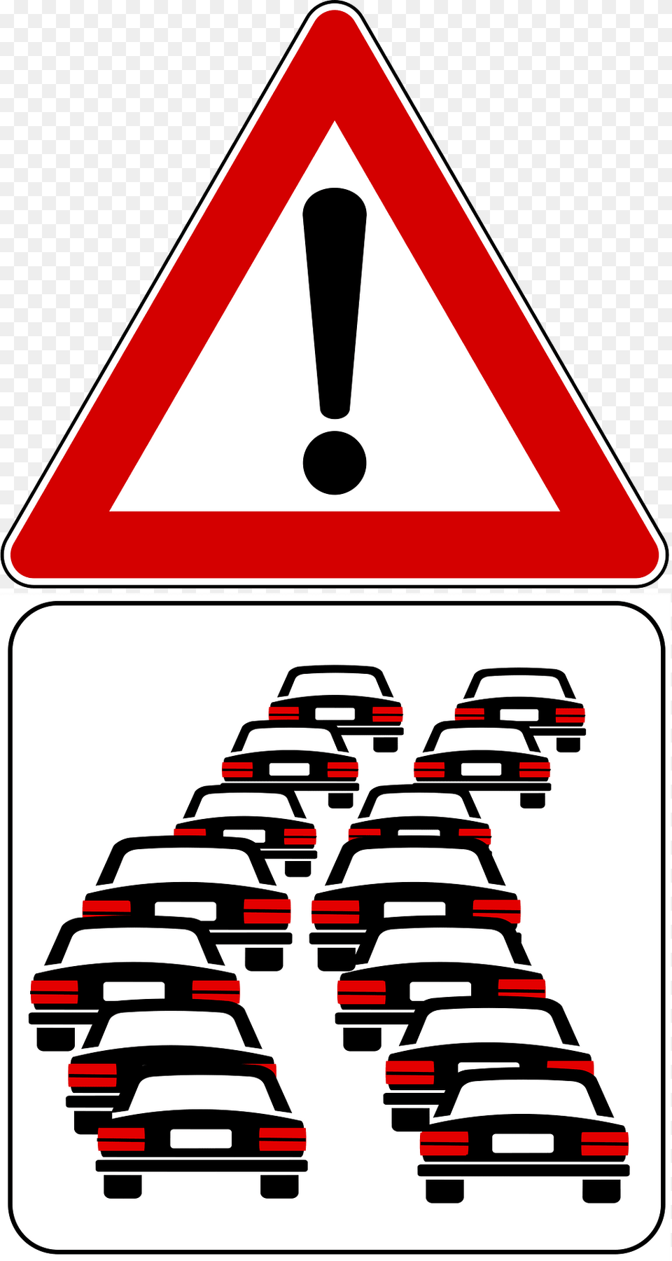 Traffic Queues Likely Ahead Sign In Italy Clipart, Symbol, Car, Transportation, Vehicle Free Png