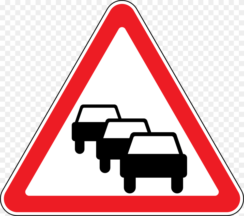Traffic Queues Likely Ahead Sign In Moldova Clipart, Symbol, Road Sign Free Png Download