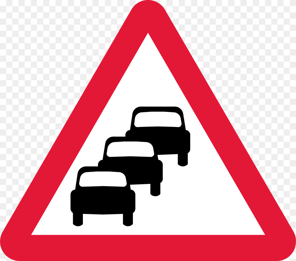 Traffic Queues Likely Ahead Sign In Uk Clipart, Symbol, Road Sign Png Image