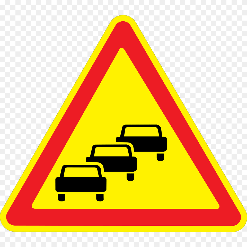 Traffic Queues Likely Ahead Sign In Ukraine Clipart, Symbol, Road Sign Free Transparent Png
